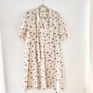 Vintage Floral Print House Dress
